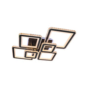 Lustre LED avec télécommande et cristal QUADRIS RGB 177W, 6 Carrés, Lumière Froid/Chaude/Neutre 3000K/4000K/6000K, Dimmable, Noir, Métal et Cristal