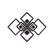 Lustre LED avec télécommande et cristal QUADRIS RGB 177W, 6 Carrés, Lumière Froid/Chaude/Neutre 3000K/4000K/6000K, Dimmable, Noir, Métal et Cristal