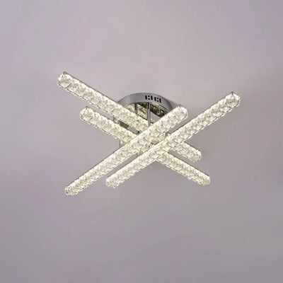Lustre LED avec télécommande et cristal GRACIANA 112W, Linéaire, Lumière Froide/Chaude/Neutre, Gradable, Chrome Brillant