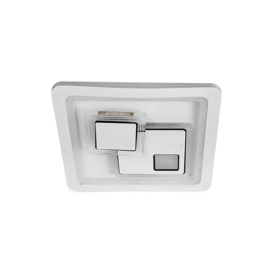 Lustre LED KEREN 33W, Carré, Lumière Froide/Chaude/Neutre 3000K/4000K/6000K, Blanc, Métal et Acrylique