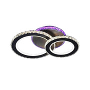 Lustre LED avec télécommande et cristal MEILI ZAFINA RGB 106W, 2 Cercles, Lumière Froid/Chaud/Neutre, Dimmable, Noir