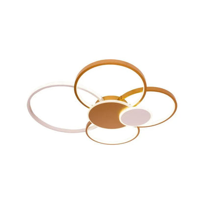 Lustre LED avec télécommande KILLIAN 74W, 6 Cercles, Lumière Froide/Chaude/Neutre, Dimmable, Or Blanc