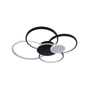 Lustre LED avec télécommande, KILLIAN, 74W, 6 Cercles, Lumière Froide/Chaude/Neutre 3000K/4000K/6000K, Intensité Variable, Noir et Blanc, Métal et Acrylique