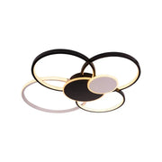 Lustre LED avec télécommande, KILLIAN, 74W, 6 Cercles, Lumière Froide/Chaude/Neutre 3000K/4000K/6000K, Intensité Variable, Noir et Blanc, Métal et Acrylique