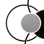 Lustre LED avec télécommande, KILLIAN, 74W, 6 Cercles, Lumière Froide/Chaude/Neutre 3000K/4000K/6000K, Intensité Variable, Noir et Blanc, Métal et Acrylique