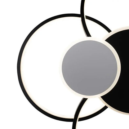 Lustre LED avec télécommande, KILLIAN, 74W, 6 Cercles, Lumière Froide/Chaude/Neutre 3000K/4000K/6000K, Intensité Variable, Noir et Blanc, Métal et Acrylique