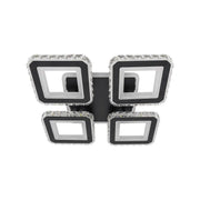 Lustre LED avec télécommande et cristal LEILA RGB 79W, 4 Carrés, Lumière Froid/Chaud/Neutre, Dimmable, Chrome Noir Brillant