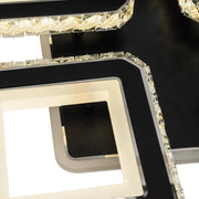 Lustre LED avec télécommande et cristal LEILA RGB 79W, 4 Carrés, Lumière Froid/Chaud/Neutre, Dimmable, Chrome Noir Brillant