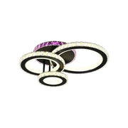 Lustre LED avec télécommande et cristal LEOCADIA RGB 134W, 3 Cercles, Lumière Froide/Chaude/Neutre, Dimmable, Noir