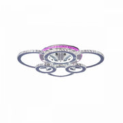 Lustre LED avec télécommande et cristal NOVA ROTONDA RGB 144W, 6 Cercles, Lumière Froid/Chaude/Neutre, Dimmable, Chrome Brillant