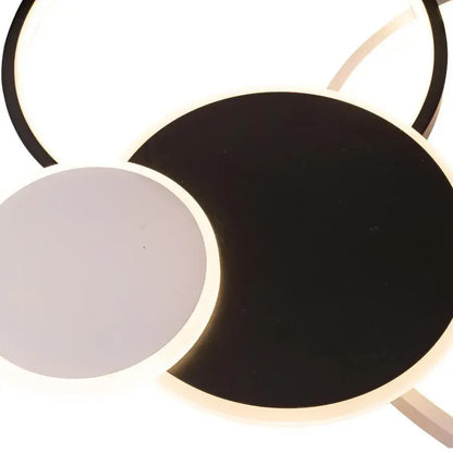 Lustre LED avec télécommande KILLIAN 80W, 4 Cercles, Lumière Froide/Chaude/Neutre, Dimmable, Noir Blanc