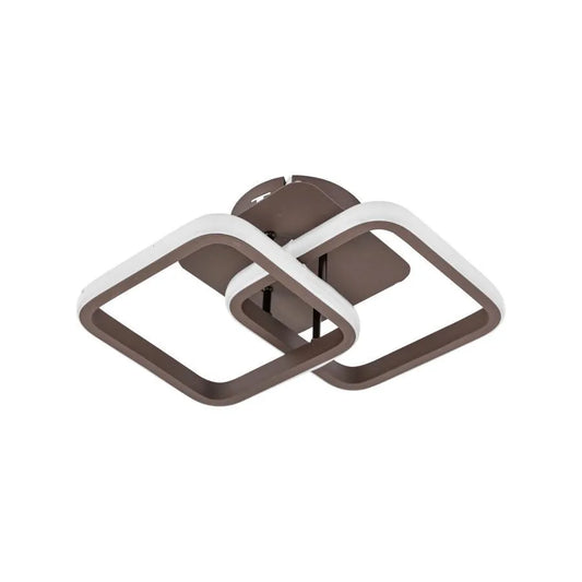 Lustre LED LILIA 24W, 2 Carrés, Lumière Froide/Chaude/Neutre, Marron
