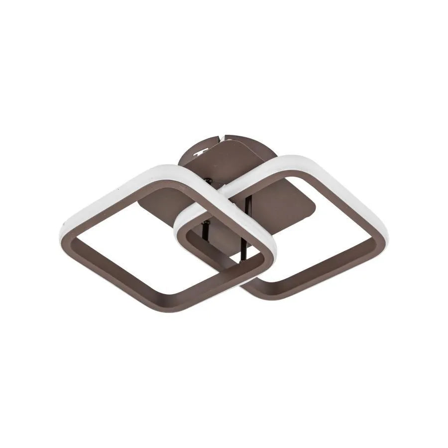Lustre LED LILIA 24W, 2 Carrés, Lumière Froide/Chaude/Neutre, Marron