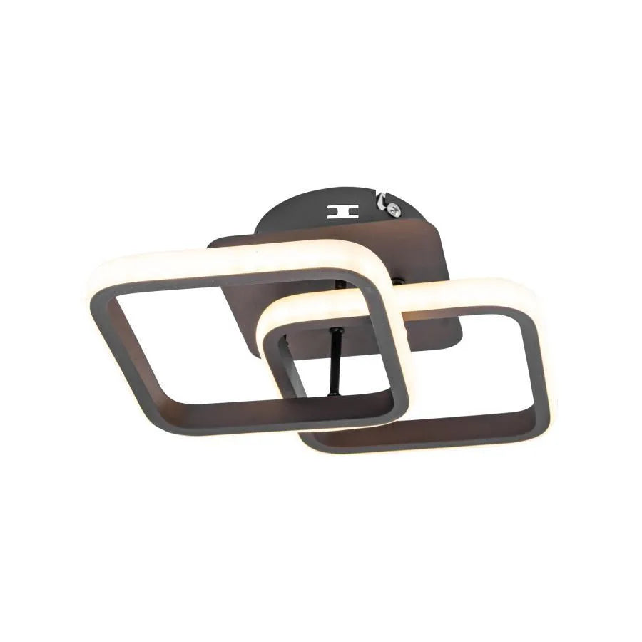Lustre LED LILIA 24W, 2 Carrés, Lumière Froide/Chaude/Neutre, Marron