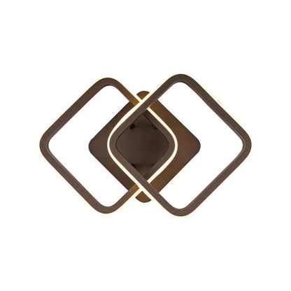 Lustre LED LILIA 24W, 2 Carrés, Lumière Froide/Chaude/Neutre, Marron