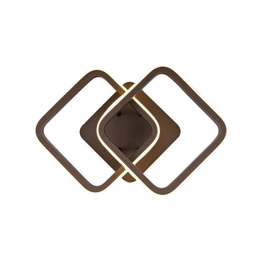 Lustre LED LILIA 24W, 2 Carrés, Lumière Froide/Chaude/Neutre, Marron