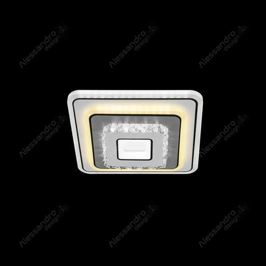 Lustre LED en cristal MITA 39W, Carré, Lumière Froide/Chaude/Neutre, Blanc