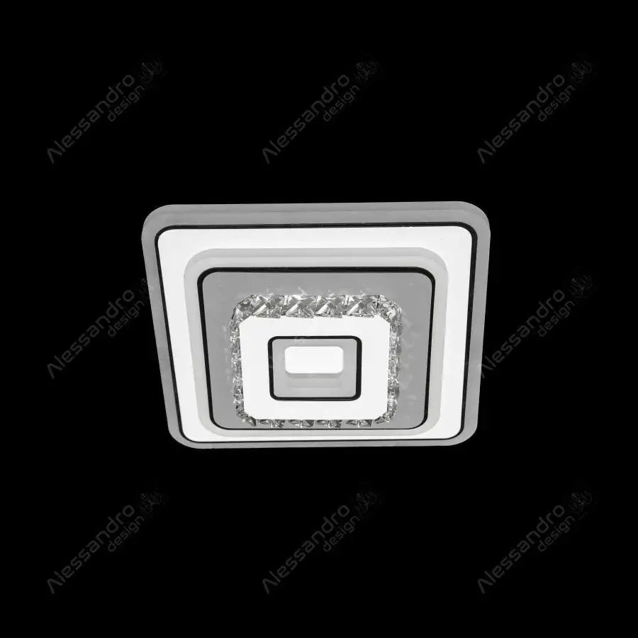 Lustre LED en cristal MITA 39W, Carré, Lumière Froide/Chaude/Neutre, Blanc