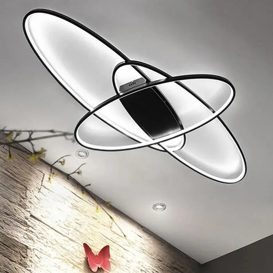 Lustre LED avec télécommande ORBITA 83W, 3 Éléments, Ovale, Lumière Froide/Chaude/Neutre, Dimmable, Noir