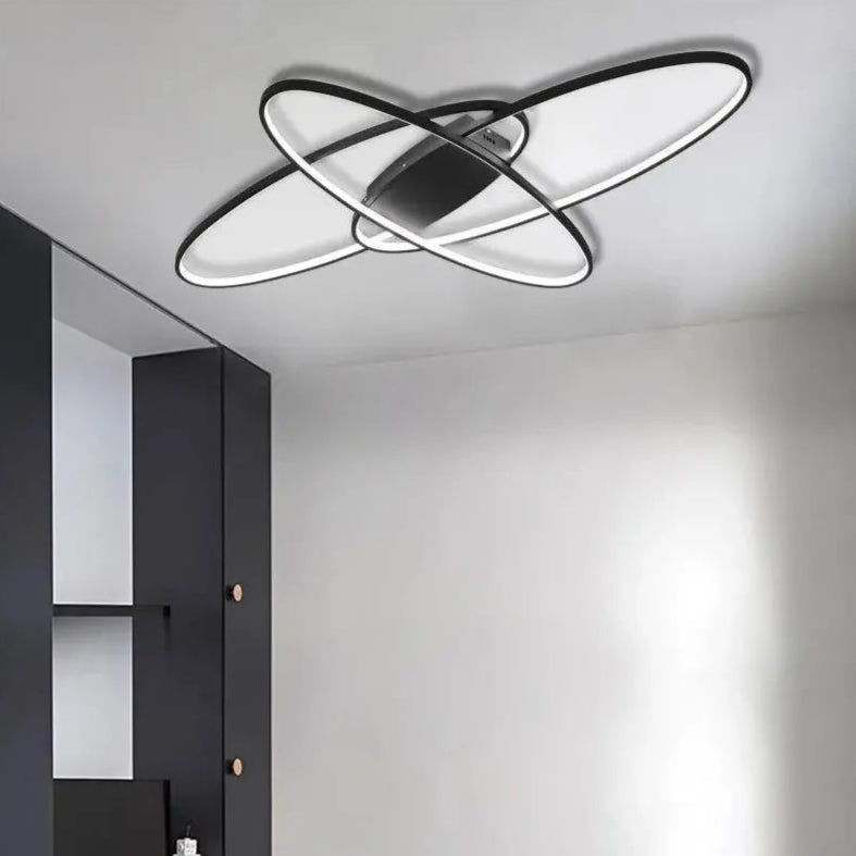 Lustre LED avec télécommande ORBITA 83W, 3 Éléments, Ovale, Lumière Froide/Chaude/Neutre, Dimmable, Noir