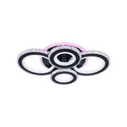 Lustre LED avec télécommande et cristal NOVA ROTONDA RGB 82W, 4 Cercles, Lumière Froide/Chaude/Neutre, Dimmable, Noir