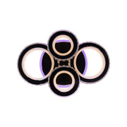 Lustre LED avec télécommande et cristal NOVA ROTONDA RGB 82W, 4 Cercles, Lumière Froide/Chaude/Neutre, Dimmable, Noir