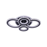 Lustre LED avec télécommande et cristal NOVA ROTONDA RGB 82W, 4 Cercles, Lumière Froide/Chaude/Neutre, Dimmable, Noir