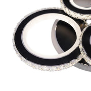 Lustre LED avec télécommande et cristal NOVA ROTONDA RGB 82W, 4 Cercles, Lumière Froide/Chaude/Neutre, Dimmable, Noir