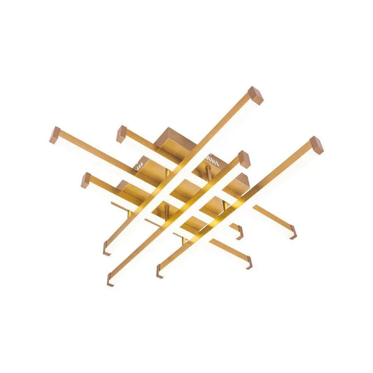 Lustre LED avec télécommande MORA 120W, 6 Éléments, Linéaire, Lumière Froide/Chaude/Neutre, Gradable, Or Brillant