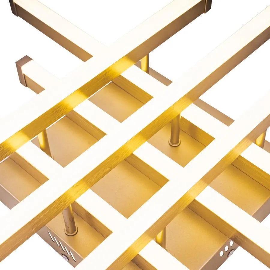 Lustre LED avec télécommande MORA 120W, 6 Éléments, Linéaire, Lumière Froide/Chaude/Neutre, Gradable, Or Brillant