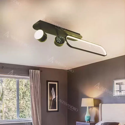 MEISSUN Lustre LED 44W, Linéaire, Lumière Froide/Chaude/Neutre, Noir