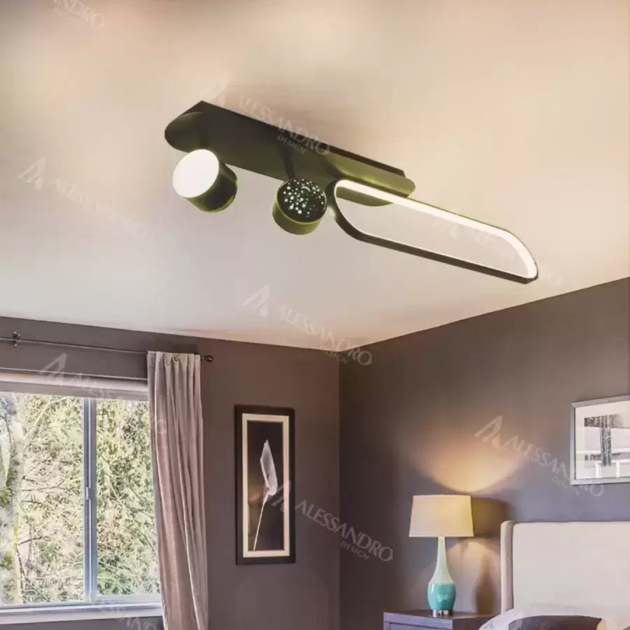 MEISSUN Lustre LED 44W, Linéaire, Lumière Froide/Chaude/Neutre, Noir