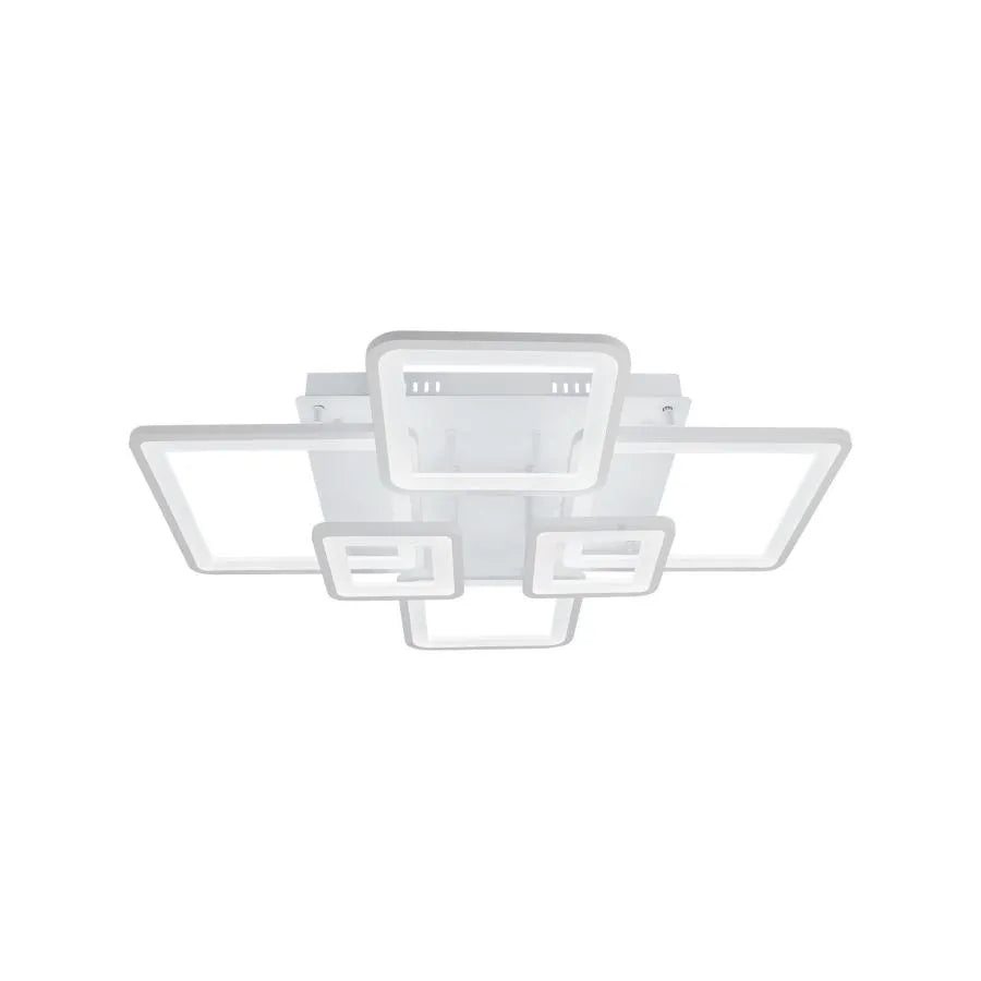 Lustre LED avec télécommande ELLA 119W, 6 carrés, Lumière Froide/Chaude/Neutre, Dimmable, Blanc