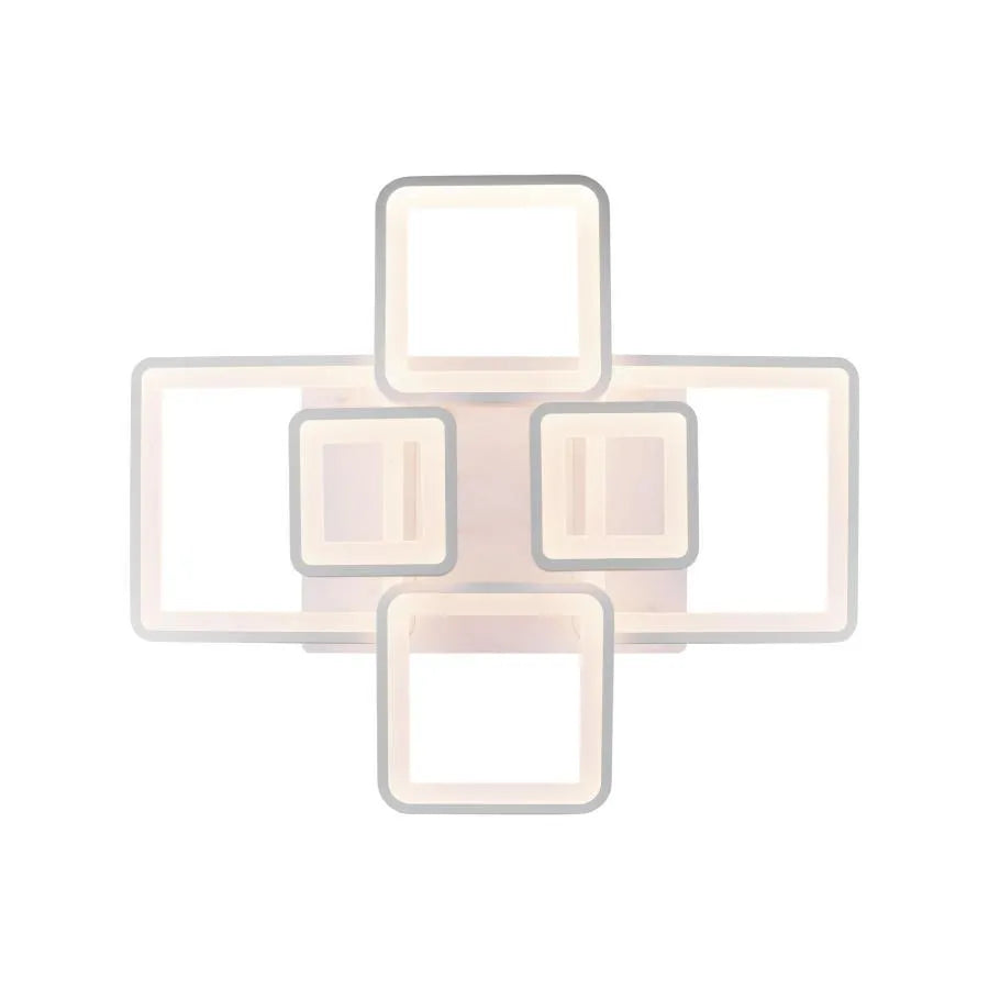 Lustre LED avec télécommande ELLA 119W, 6 carrés, Lumière Froide/Chaude/Neutre, Dimmable, Blanc