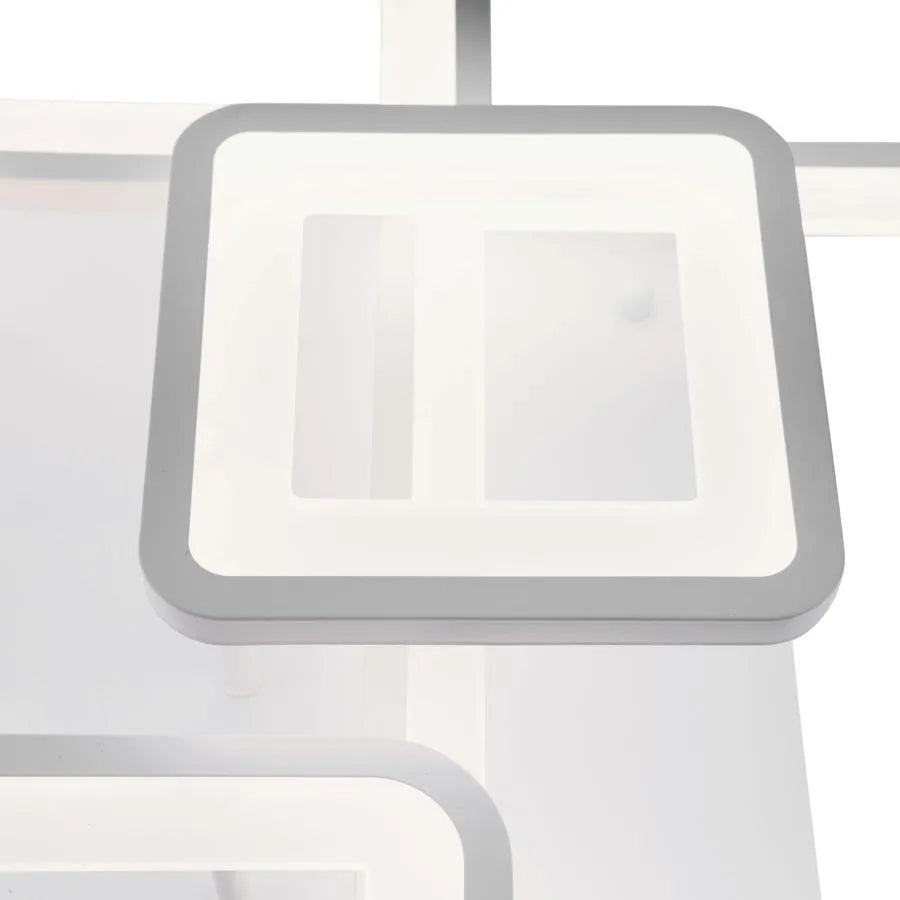 Lustre LED avec télécommande ELLA 119W, 6 carrés, Lumière Froide/Chaude/Neutre, Dimmable, Blanc