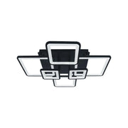 Lustre LED avec télécommande ELLA 120W, 6 Carrés, Lumière Froide/Chaude/Neutre, Dimmable, Noir, Métal et Acrylique