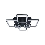 Lustre LED avec télécommande ELLA 120W, 6 Carrés, Lumière Froide/Chaude/Neutre, Dimmable, Noir, Métal et Acrylique