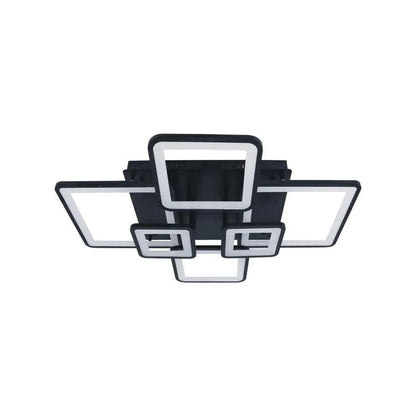 Lustre LED avec télécommande ELLA 120W, 6 Carrés, Lumière Froide/Chaude/Neutre, Dimmable, Noir, Métal et Acrylique