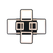 Lustre LED avec télécommande ELLA 120W, 6 Carrés, Lumière Froide/Chaude/Neutre, Dimmable, Noir, Métal et Acrylique