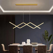 Lustre LED suspendu avec télécommande NAOMI 72W, Linéaire, Lumière Froid/Chaud/Neutre, Dimmable, Or Brillant, Hauteur réglable