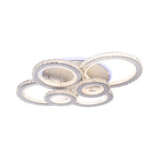 Lustre LED avec télécommande et cristal NOVA ROTONDA RGB 145W, 6 Cercles, Lumière Froide/Chaude/Neutre, Dimmable, Blanc