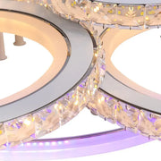 Lustre LED avec télécommande et cristal NOVA ROTONDA RGB 145W, 6 Cercles, Lumière Froide/Chaude/Neutre, Dimmable, Blanc