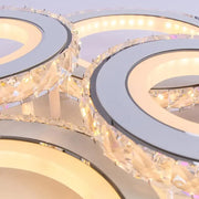 Lustre LED avec télécommande et cristal NOVA ROTONDA RGB 82W, 4 Cercles, Lumière Froide/Chaude/Neutre, Dimmable