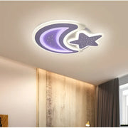 Lustre LED avec télécommande CORALIA 81W, Lune et Étoile, Lumière Froide/Chaude/Neutre Dimmable Blanc