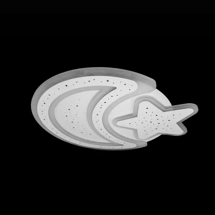 Lustre LED avec télécommande CORALIA 81W, Lune et Étoile, Lumière Froide/Chaude/Neutre Dimmable Blanc