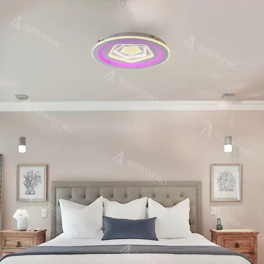 Lustre LED avec télécommande MEIRA RGB, 180W, Lumière Froide/Chaude/Neutre, Gradable, Blanc
