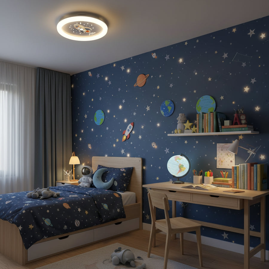 Lustre LED ROCKET 49W, Diamètre 49cm, Lumière Froide/Chaude/Neutre, Blanc Bleu