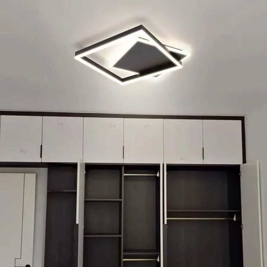 Lustre LED avec télécommande SCIOSO 104W, Lumière Froide/Chaude/Neutre, Dimmable, Noir