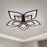 Lustre LED avec télécommande DALIA 96W, 5 pétales, Lumière froide/chaude/neutre, Dimmable, Noir