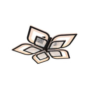 Lustre LED avec télécommande DALIA 96W, 5 pétales, Lumière froide/chaude/neutre, Dimmable, Noir